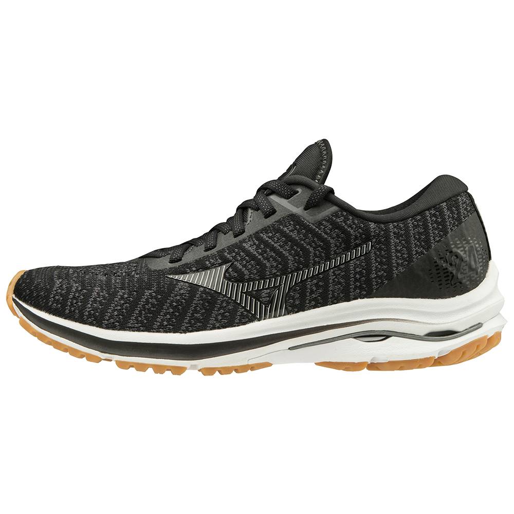 Mizuno Wave Rider 24 WAVEKNIT™ D (Wide) Női Futócipő Fekete/Sötét Szürke DRW731560